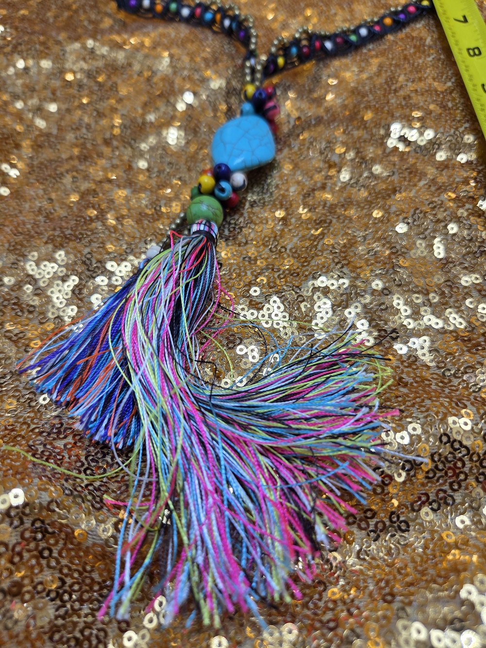 Boho Multicolor Beaded Tassel Necklace - Women Jewelry - Picture 3 of 3
